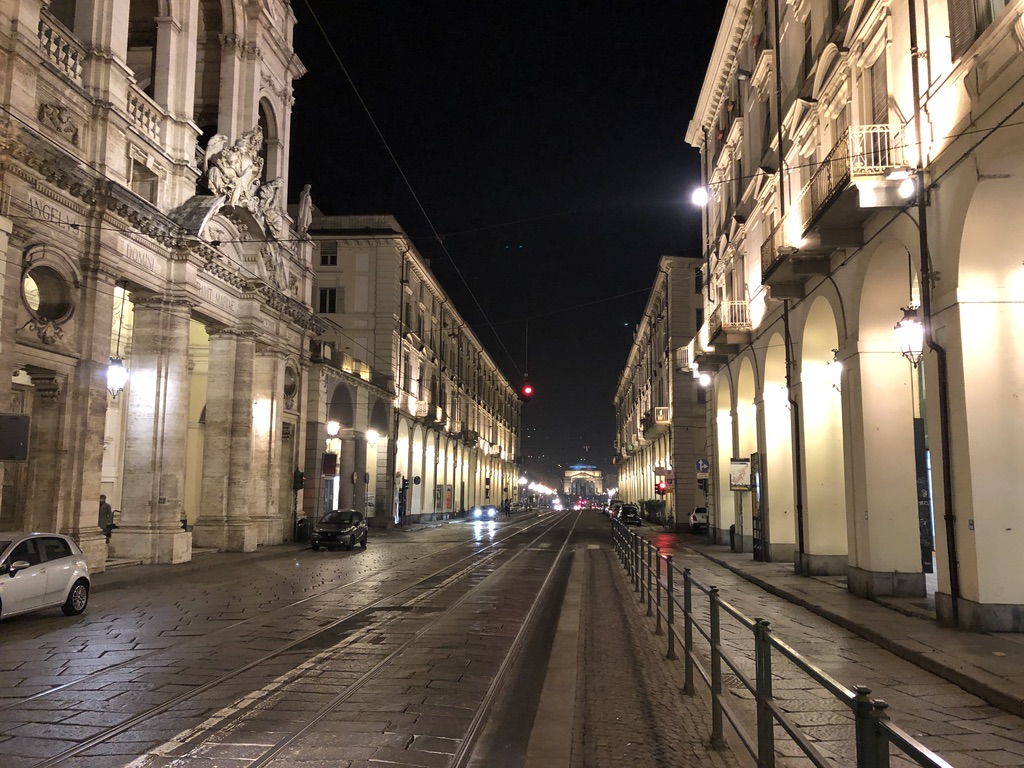 Via Po in Torino at night